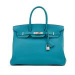 Turquoise Togo Birkin 35 Palladium Hardware, 2014