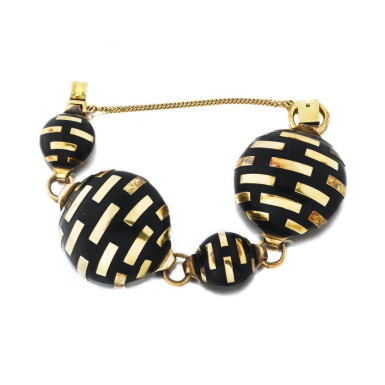 View full screen - View 1 of Lot 746. Jean Desprès | Bracelet émail or et argent | Enamel gold and silver bracelet.