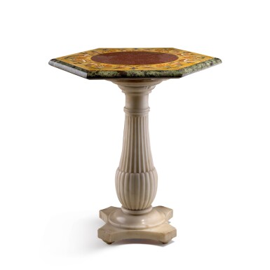 View full screen - View 1 of Lot 56. An Italian pietre dure occasional table with porphyry roundel, Florence, mid-19th century.