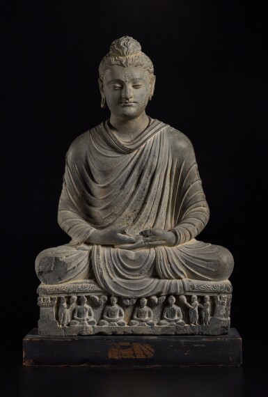View full screen - View 1 of Lot 801. A gray schist figure of Shakyamuni Buddha, Ancient region of Gandhara, 3rd / 4th century.