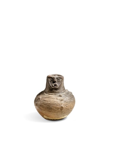 View full screen - View 1 of Lot 2066. An earthenware jar modelled with a human face, Late Jomon period, 2000 – 1000 BCE | 顔面装飾付壺形土器 縄文時代後期 紀元前2000~紀元前1000年.