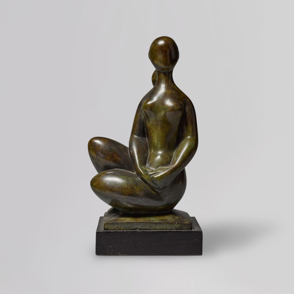 View full screen - View 1 of Lot 261. Jeune fille assise mains croisées sur socle.