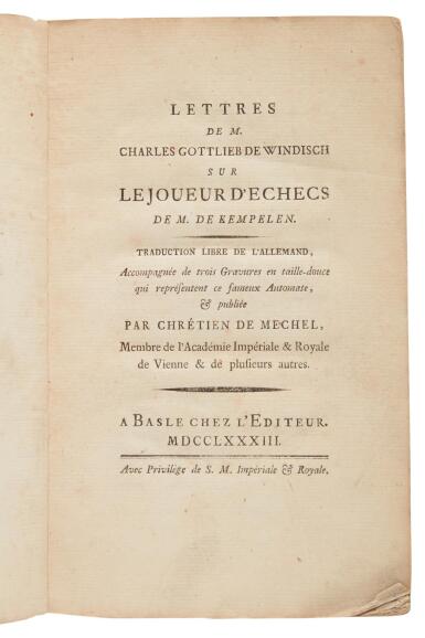 View full screen - View 1 of Lot 621. Windisch, Carl Gottlieb von | Automaton chess player.