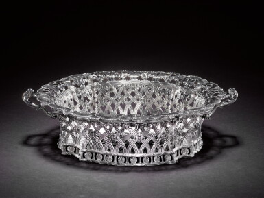 View full screen - View 1 of Lot 30. A George II silver basket, Charles Kandler, London, 1734.