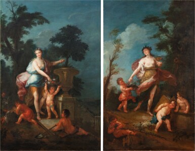View full screen - View 1 of Lot 47. French School, 18th Century, Summer; Autumn | Ecole française du XVIIIe siècle, L'Eté; L'Automne .