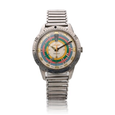 View full screen - View 1 of Lot 136. Powerwind 'Rainbow' Diver, A stainless steel wristwatch, Circa 1960.