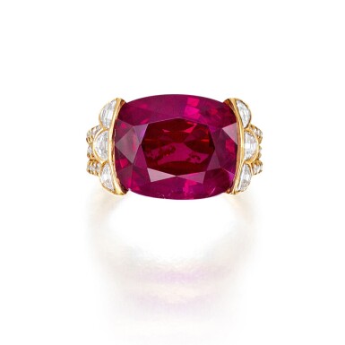 View full screen - View 1 of Lot 96. Mounted by Carvin French | An Important Ruby and Diamond Ring.