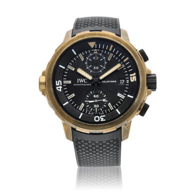 View full screen - View 1 of Lot 44. Reference IW3795-03 Aquatimer Chronograph Edition Expedition Charles Darwin A titanium and bronze automatic chronograph wristwatch with date, Circa 2015 .