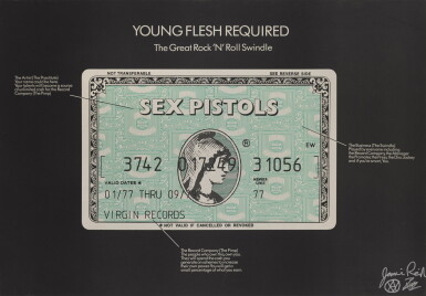 View full screen - View 1 of Lot 154. The Great Rock 'n' Roll Swindle (1980), American Express withdrawn poster, British, signed by the artist.