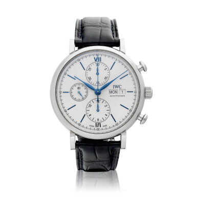 View full screen - View 1 of Lot 8176. Portofino, Reference IW391024 | A limited edition stainless steel chronograph wristwatch with day and date, Circa 2018 | 萬國 | 柏濤菲諾系列 型號IW391024 | 限量版精鋼計時腕錶,備日期及星期顯示,約2018年製.