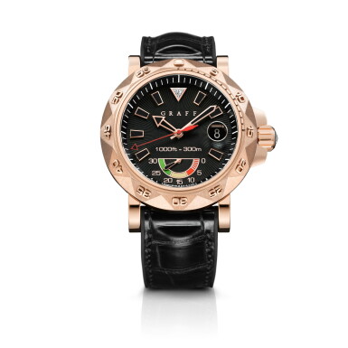 View full screen - View 1 of Lot 151. GRAFF | REFERENCE SG47PG SCUBAGRAFF A LIMITED EDITION PINK GOLD AUTOMATIC CENTER SECONDS WRISTWATCH WITH DATE AND 30-MINUTE COUNTDOWN INDICATOR, CIRCA 2015.