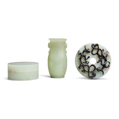 View full screen - View 1 of Lot 89. Three jade articles, Qing dynasty.
