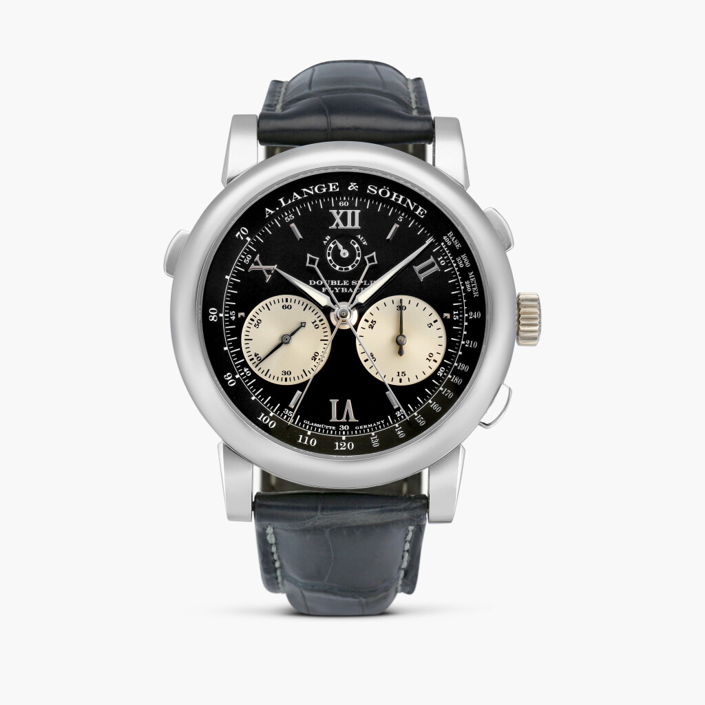 View full screen - View 1 of Lot 2373. Saxonia Double Split Flyback, Reference 404.035F | A platinum double split chronograph wristwatch with power reserve indication, Circa 2006 .