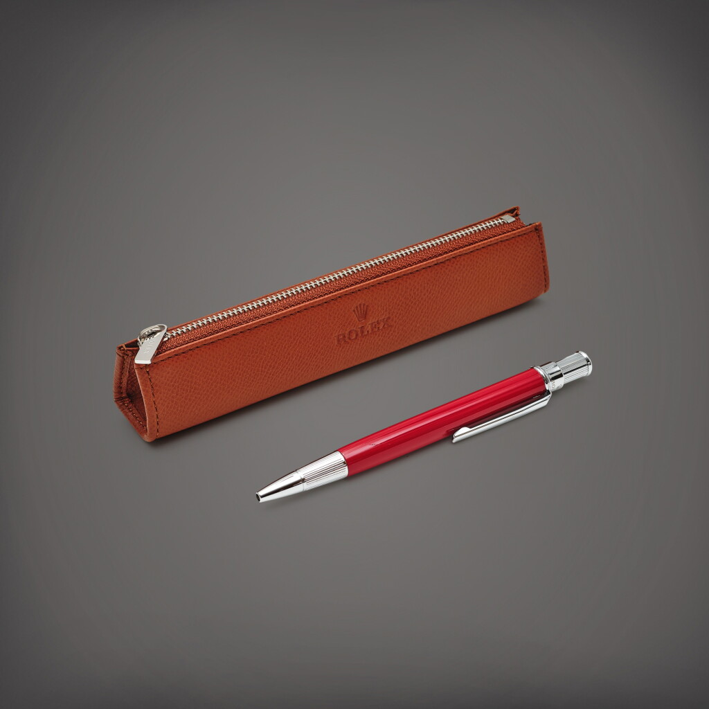View full screen - View 1 of Lot 8712. A set of leather pencil case and ballpoint pen, Circa 2020 | 勞力士 | 一套皮製筆盒及圓珠筆,約2020年製.