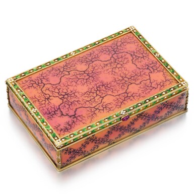 View full screen - View 1 of Lot 1288. A large Fabergé gold, guilloché enamel box, Moscow, 1899-1908.