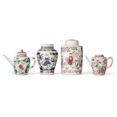 View full screen - View 1 of Lot 1378. Four wucai vessels, Qing dynasty | 清 五彩瓷器一組四件.