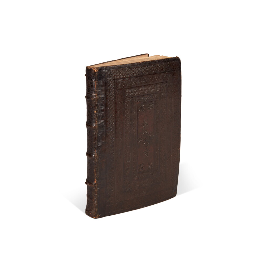 View full screen - View 1 of Lot 1590. Baïf, Annotationes in legem II de captivis, Basel, 1537, contemporary Spanish Mudéjar binding.