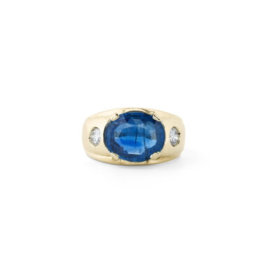 View full screen - View 1 of Lot 93. BAGUE CYANITE ET DIAMANTS | KYANITE AND DIAMOND RING.