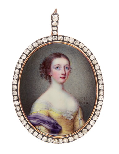 View full screen - View 1 of Lot 153. NATHANIEL HONE, R.A. | Portrait of a lady, traditionally identifed as Elizabeth Gunning, Duchess of Hamilton (1733-1790).