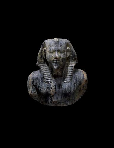 View full screen - View 1 of Lot 266. AN EGYPTIAN GNEISS (“CHEPHREN DIORITE”) BUST OF MYCERINUS, 4TH DYNASTY, REIGN OF MYCERINUS, CIRCA 2550-2530 B.C..
