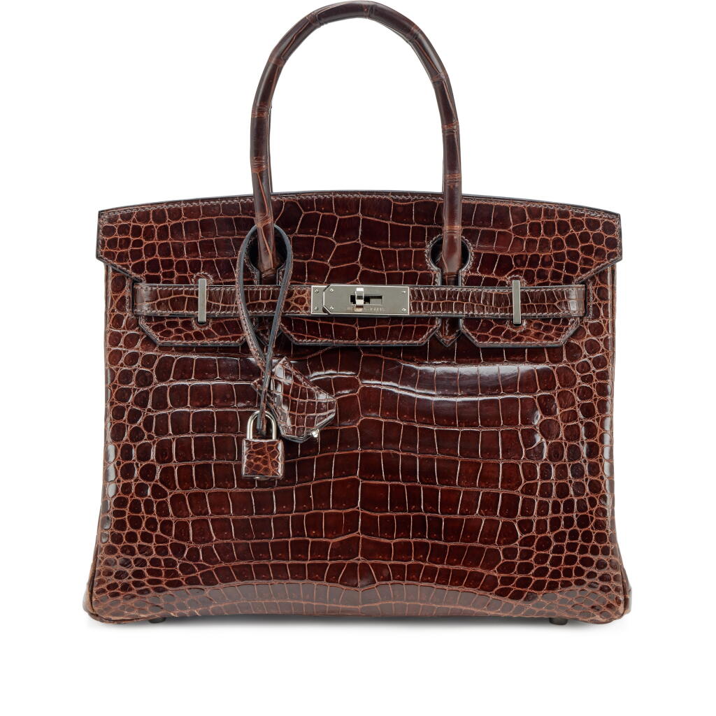 View full screen - View 1 of Lot 113. Havane Shiny Porosus Crocodile Birkin 30 Palladium Hardware, 2008.