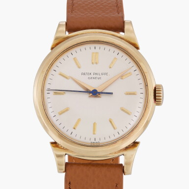 View full screen - View 1 of Lot 233. 'Ricciolo', Reference 1491 | A yellow gold wristwatch with scroll lugs and indirect centre seconds | Circa 1950.