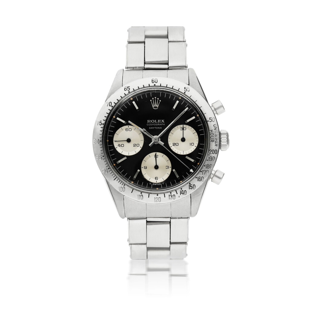 全螢幕檢視 - 查看37ROLEX | REFERENCE 6239 DAYTONA A STAINLESS STEEL CHRONOGRAPH WRISTWATCH WITH REGISTERS AND BRACELET, CIRCA 1964的1