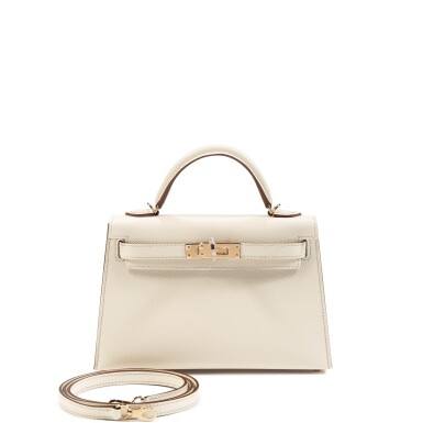 View full screen - View 1 of Lot 336. Craie Epsom With Gris Perle Stitching HSS Mini Kelly II 20 Permabrass Hardware, 2023.