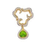 Gold, Peridot and Diamond Brooch