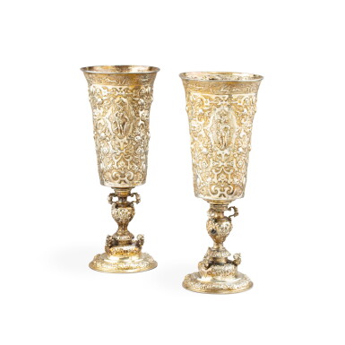 View full screen - View 1 of Lot 1374. A pair of large German silver standing cups, Schleissner & Söhne, Hanau, circa 1880.