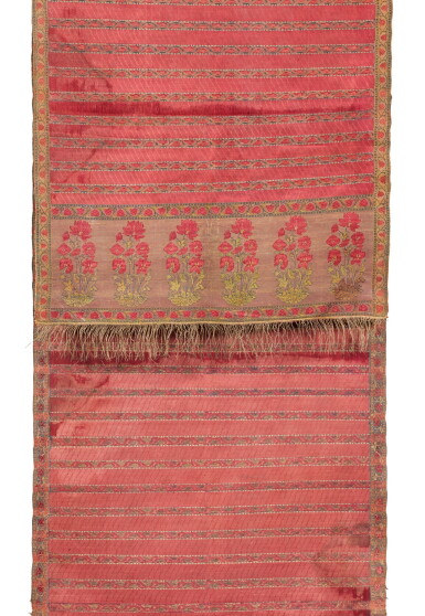 View full screen - View 1 of Lot 18. A fine Mughal silk sash (patka), India, Mughal, late 17th century.