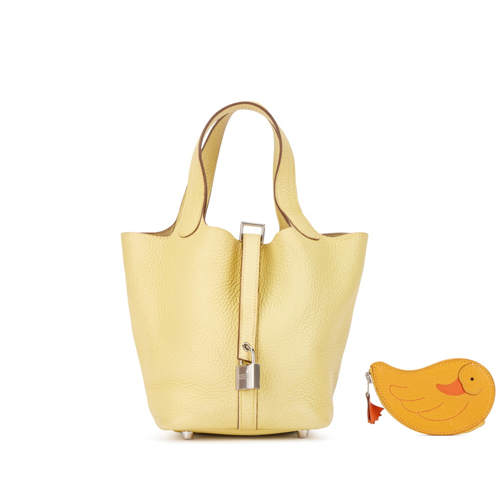 View full screen - View 1 of Lot 1544. Set of Two Jaune Poussin Clémence Picotin Lock 18 and Ducky Zookeeper Coin Purse.