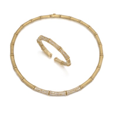 View full screen - View 1 of Lot 56. Diamond demi-parure, 'Bamboo'.