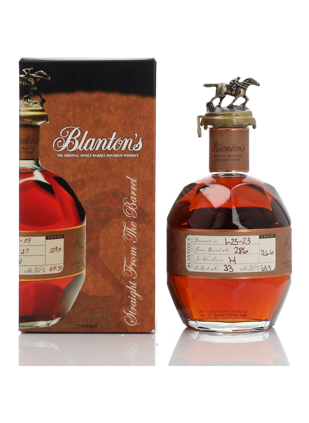 View full screen - View 1 of Lot 165. Blanton's Straight From The Barrel 126.6 Proof NV (1 BT 70cl).