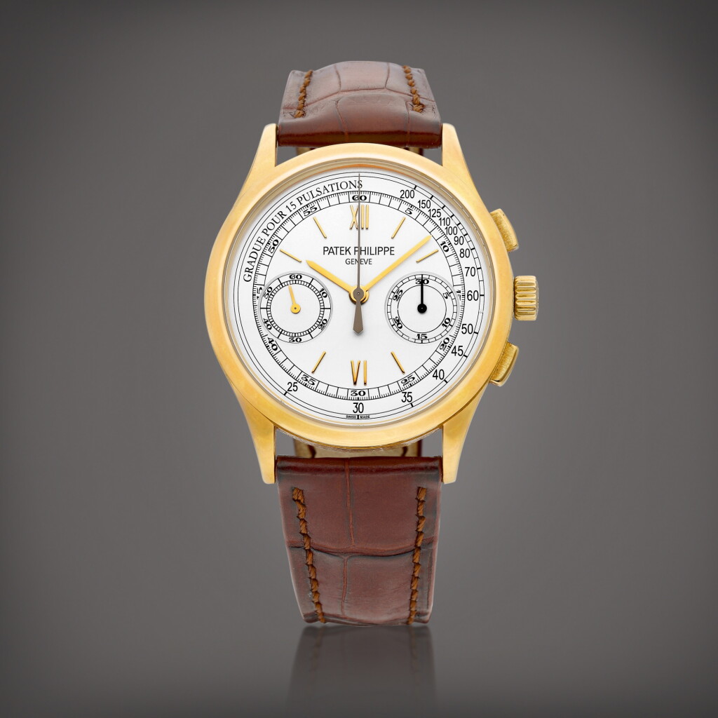 View full screen - View 1 of Lot 8707. Reference 5170 | A yellow gold chronograph wristwatch with pulsation scale, Circa 2011 | 百達翡麗 型號5170 | 黃金計時腕錶,備脈搏計刻度,約2011年製.