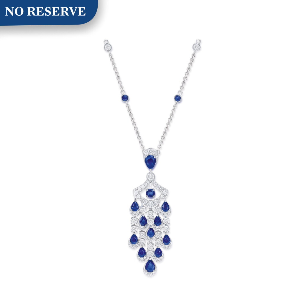 View full screen - View 1 of Lot 80. GRAFF | SAPPHIRE AND DIAMOND 'ICON' PENDANT-NECKLACE 格拉夫 | 藍寶石配鑽石「Icon」吊墜項鏈.