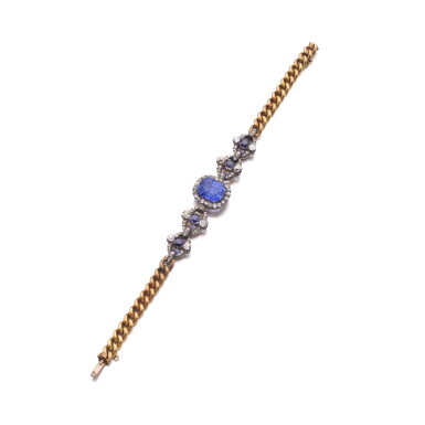 View full screen - View 1 of Lot 1037. Sapphire and diamond bracelet, late 19th century.