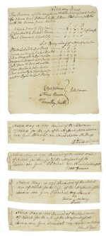 (AMERICAN REVOLUTION) | Five manuscript documents signed by some of the first African-Americans to fight for the American cause, dated less than a month after Lexington and Concord, Natick, Massachusetts, 15 May 1775