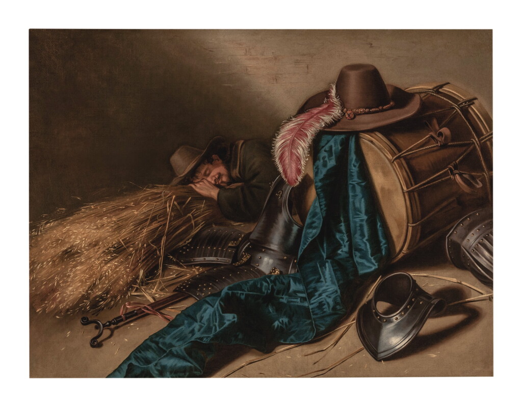 View full screen - View 1 of Lot 117. DUTCH SCHOOL, 17TH CENTURY | SLEEPING SOLDIER WITH STILL LIFE OF THE ACCOUTREMENTS OF WAR.