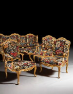 Mobilier de salon en bois sculpté et redoré d'époque Louis XV, vers 1740, estampille de Louis I Cresson