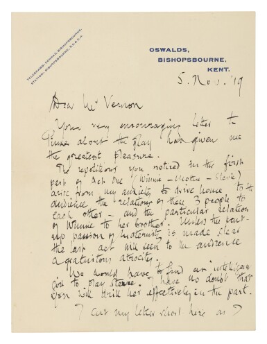 View full screen - View 1 of Lot 102. Conrad, Joseph | A letter regarding character motivations in The Secret Agent.