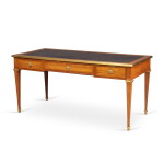 A Louis XVI gilt-bronze mounted tulipwood desk, stamped by Jacques Dautriche | Bureau plat en bois de rose et monture de bronze doré d'époque Louis XVI, estampille de Jacques Dautriche