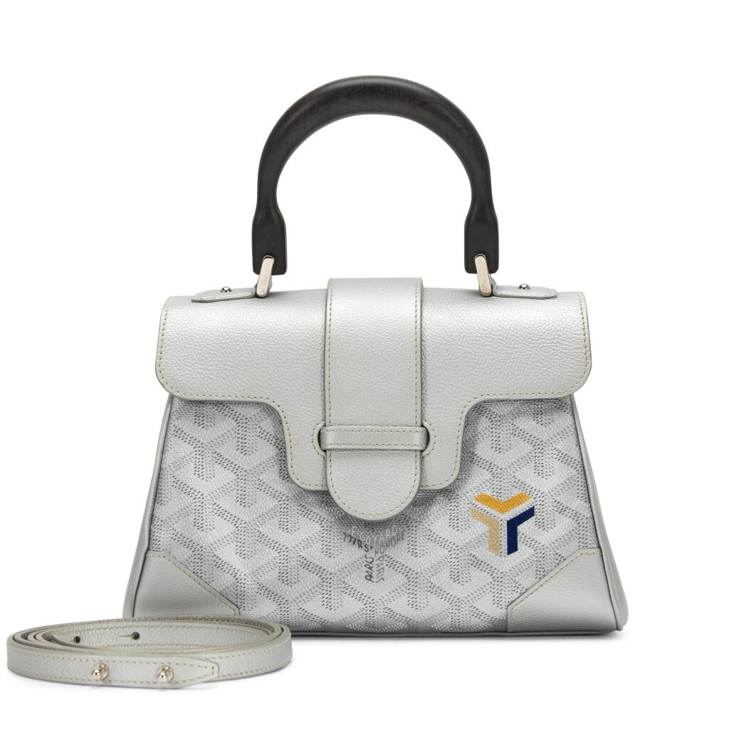 View full screen - View 1 of Lot 162. Limited Edition Silver Calfskin and Goyardine Canvas Mini Saigon Silver Hardware, 2020.