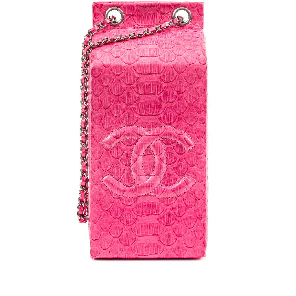 View full screen - View 1 of Lot 644. Pink Python Lait de Coco Milk Carton Bag Silver Hardware, 2014-2015.