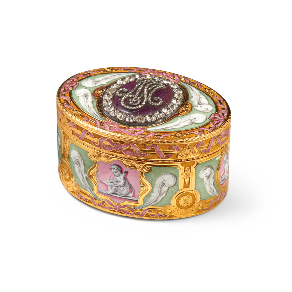 View full screen - View 1 of Lot 1080. A jewelled gold and enamel boite-à-chiffre, Vienna, circa 1775.
