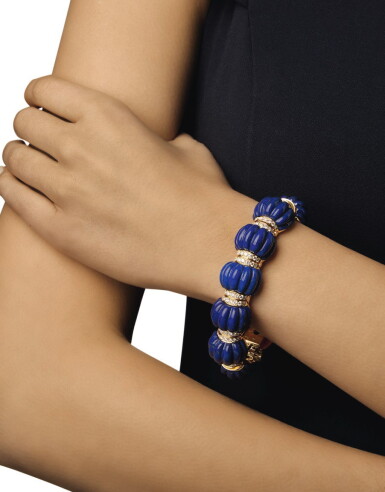 View full screen - View 1 of Lot 79. ALETTO BROTHERS | GOLD, LAPIS LAZULI AND DIAMOND BRACELET.