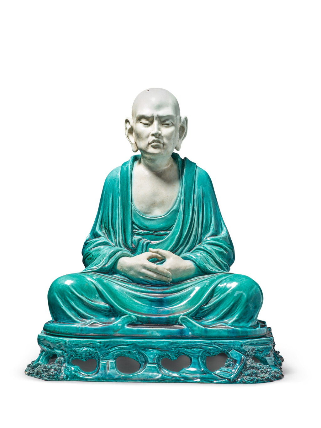 全萤幕检视 - 查看482A Rare Samson Chinese-Style Turquoise-Glazed Figure of a Luohan, Late 19th Century | 法國 十九世紀末 薩姆森孔雀綠釉羅漢坐像連底座的1