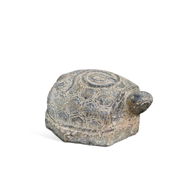 View full screen - View 1 of Lot 3608. A limestone 'mythical turtle and snake' group, Xuanwu, Song dynasty | 宋 石灰石雕玄武.