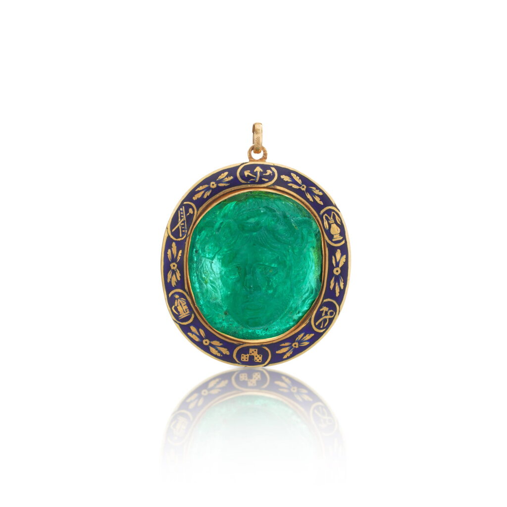 View full screen - View 1 of Lot 1029. Pâte de verre cameo and enamel pendant, circa 1860.