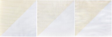 View full screen - View 1 of Lot 30. i, ii : Untitled ; iii : Horizontal Not Straight Lines from a Diagonal Left: Yellow Right: Pencil .